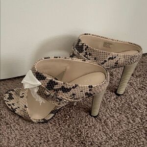 Calvin Klein Beige Snake Print Heels